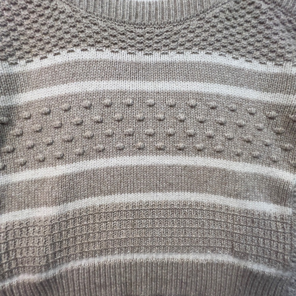 Victoria's Secret Pink Popcorn Stitch Sweater Women Large Cream Stripe Pocket - Picture 5 of 14